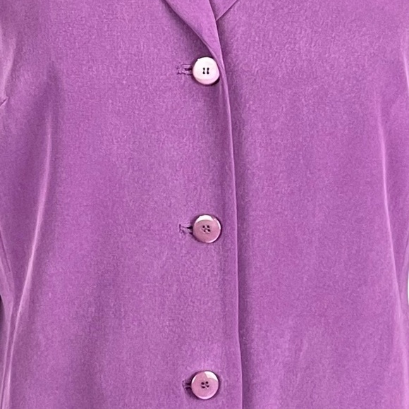 TALBOTS 90'S PURPLE SILK 3 BUTTON NOTCH COLLAR BLAZER JACKET - Picture 7 of 16